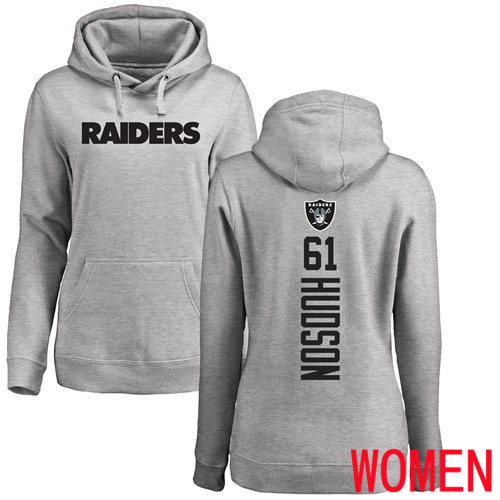 Oakland Raiders Ash Women Rodney Hudson Backer NFL Football #61 Pullover Hoodie Sweatshirts